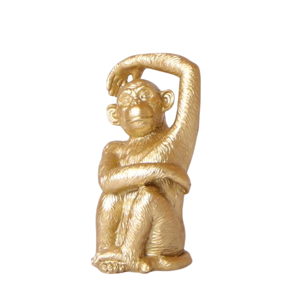 Ornament - Decoratie beeld Sitting Monkey - Gold