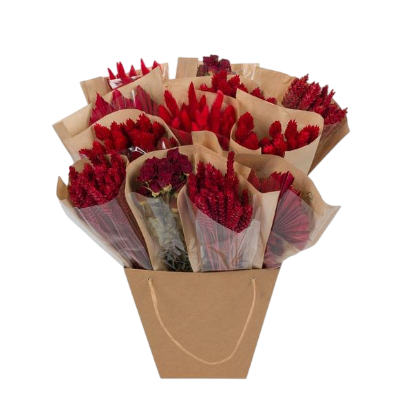 Droogbloemen - Dried Mono Mix - Red - ↕50cm