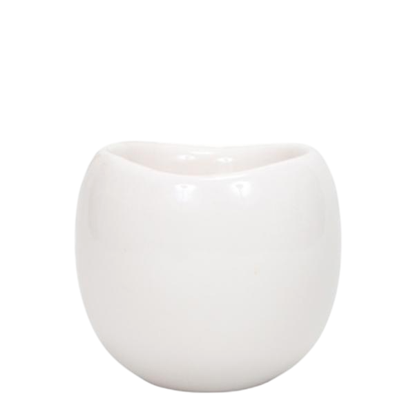 Bowl bloempot - Witte keramieken sierpot - potmaat ¯9cm