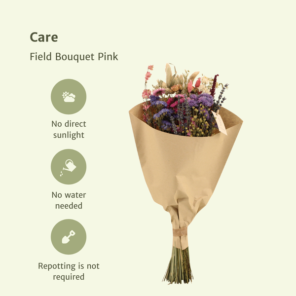 Droogbloemen Field Bouquet Pink - Ø20cm - ↕50cm